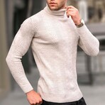 Cable Knit Turtleneck Sweater // Stone (S)