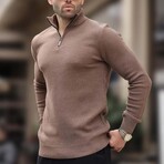 Quarter Zip Knit Sweater // Mink (M)