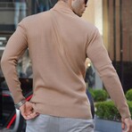 Ribbed Mock Neck Sweater // Biscuit (S)