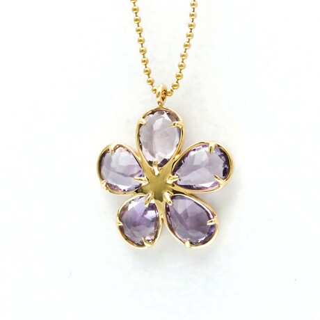 Tiffany & Co. // 18k Rose Gold Sparkler Flower Amethyst + Diamond Pendant Necklace // 15.74" // Store Display