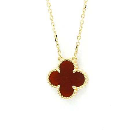 Van Cleef & Arpels // 18k Yellow Gold Vintage Alhambra Carnelian Pendant Necklace // 14.76"-16.33" // Store Display
