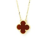 Van Cleef & Arpels // 18k Yellow Gold Vintage Alhambra Carnelian Pendant Necklace // 14.76"-16.33" // Store Display
