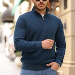 Quarter-Zip Solid Pullover // Prussian-Blue (L)