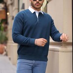 Solid Polo Pullover // Indigo (L)