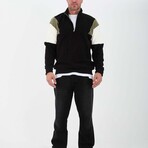 Block Quarter-Zip Pullover // Black (L)