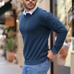 Solid Polo Pullover // Indigo (L)