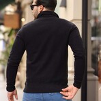 Quarter-Zip Solid Pullover // Black (XL)