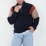 Block Quarter-Zip Pullover // Navy (L)