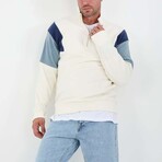 Block Quarter-Zip Pullover // White (L)