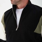 Block Quarter-Zip Pullover // Black (L)