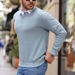 Solid Polo Pullover // Cold-Blue (XL)