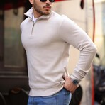 Quarter-Zip Solid Pullover // Stone (S)