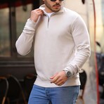 Quarter-Zip Solid Pullover // Stone (S)