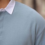 Solid Polo Pullover // Cold-Blue (XL)