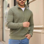 Quarter-Zip Solid Pullover // Khaki (L)
