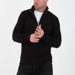 Quarter-Zip Solid Pullover // Black (XL)