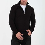 Quarter-Zip Solid Pullover // Black (XL)