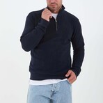 Quarter-Zip Solid Pullover // Navy (L)