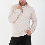 Quarter-Zip Solid Pullover // Stone (S)