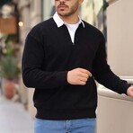 Solid Polo Pullover // Black (L)