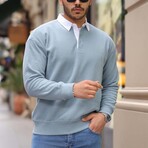 Solid Polo Pullover // Cold-Blue (XL)