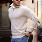 Quarter-Zip Solid Pullover // Stone (S)