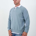 Solid Polo Pullover // Cold-Blue (XL)