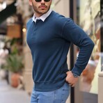 Solid Polo Pullover // Indigo (L)