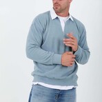 Solid Polo Pullover // Cold-Blue (XL)