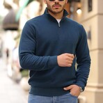 Quarter-Zip Solid Pullover // Prussian-Blue (L)