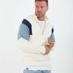 Block Quarter-Zip Pullover // White (L)