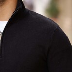 Quarter-Zip Solid Pullover // Black (XL)