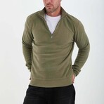 Quarter-Zip Solid Pullover // Khaki (L)
