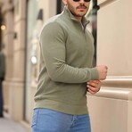Quarter-Zip Solid Pullover // Khaki (L)