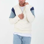 Block Quarter-Zip Pullover // White (L)