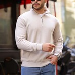 Quarter-Zip Solid Pullover // Stone (S)