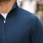 Quarter-Zip Solid Pullover // Prussian-Blue (L)
