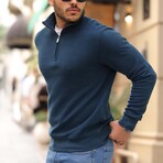 Quarter-Zip Solid Pullover // Prussian-Blue (L)