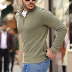 Quarter-Zip Solid Pullover // Khaki (L)