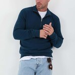 Quarter-Zip Solid Pullover // Prussian-Blue (L)