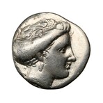Ancient Greek Silver Coin With Nymph // 3rd-2nd Century BC
