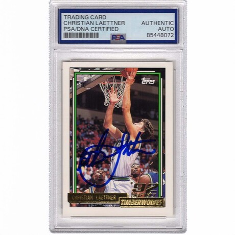 Christian Laettner // Signed Timberwolves 1992-93 Topps GOLD RC #334