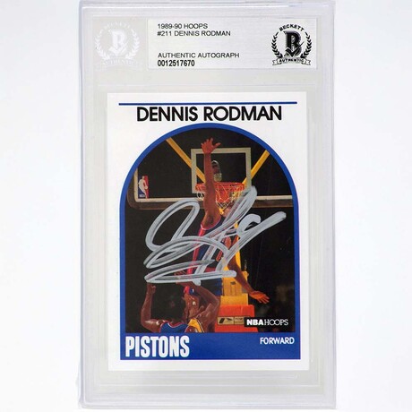 Dennis Rodman // DET Pistons // Signed 1989-90 NBA Hoops #211
