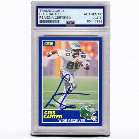 Cris Carter // Signed Eagles 1989 Score Football Rookie Trading Card #73