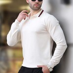 Tipped Polo Sweater // White (S)