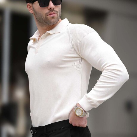 Knit Polo Sweater // White (S)