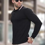 Tipped Polo Sweater // Black (S)