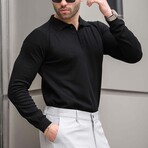 Knit Polo Sweater // Black (2XL)