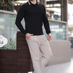 Tipped Polo Sweater // Black (S)