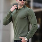 Tipped Polo Sweater // Khaki (S)